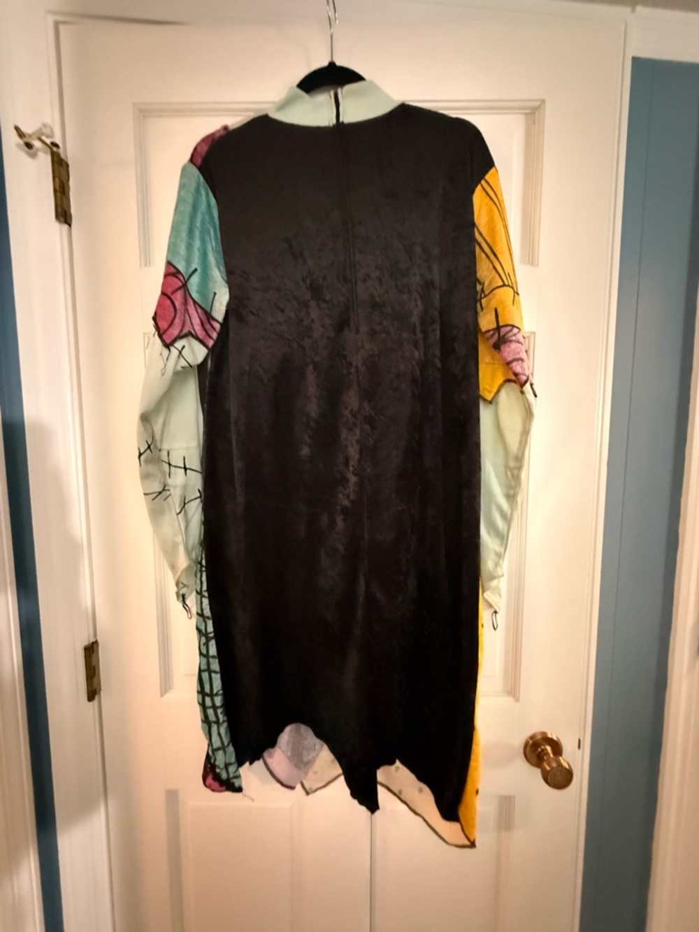 Patchwork-Print Long Sleeve Women's Dress in Mint, Mustard & Plum - Picture 2 of 2